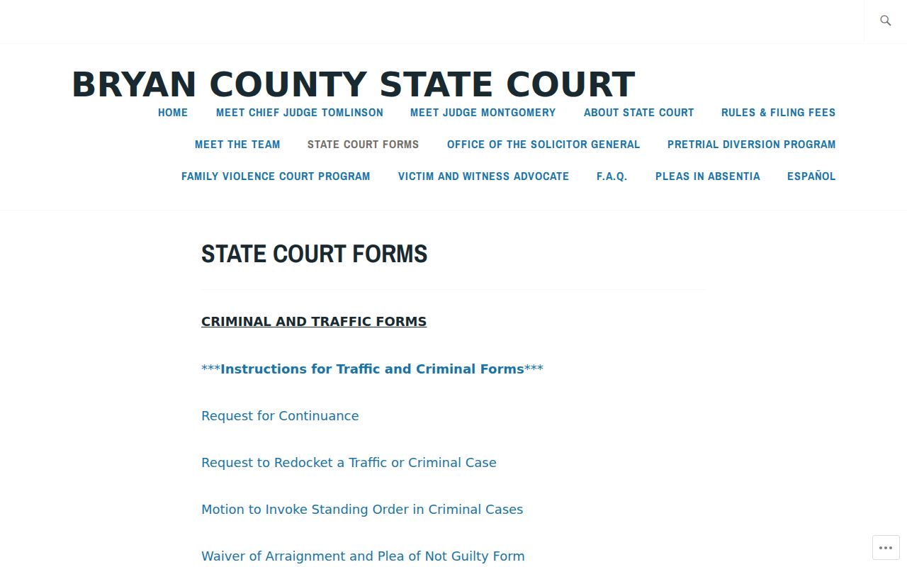 Bryan County active warrant and redocket forms index