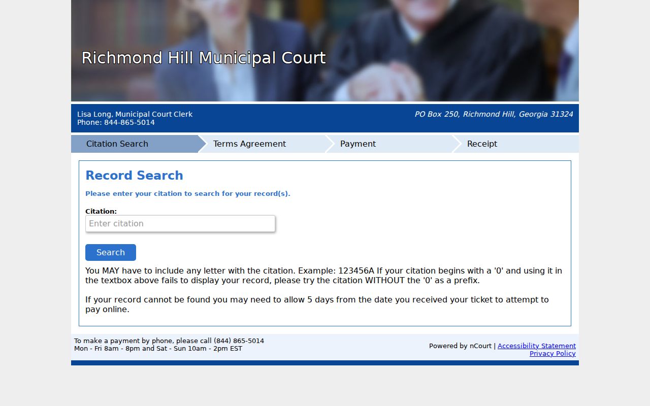 Richmond Hill warrant records citation number lookup