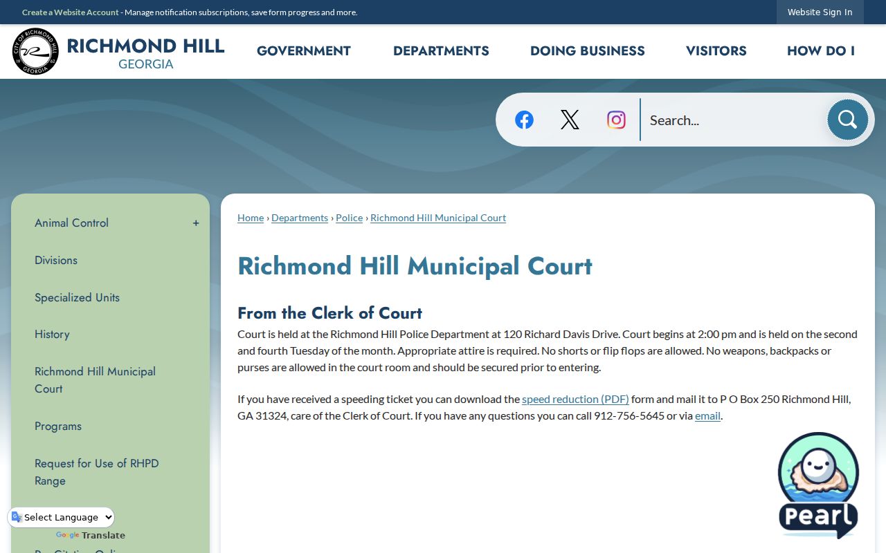 Richmond Hill warrant court schedule and access rules
